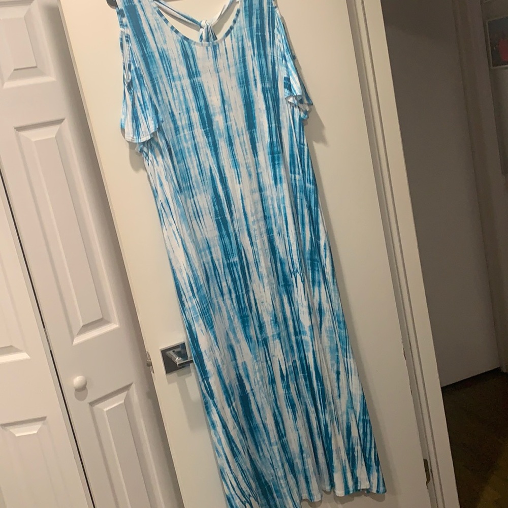 Lane Bryant aqua tie-dye maxi dress